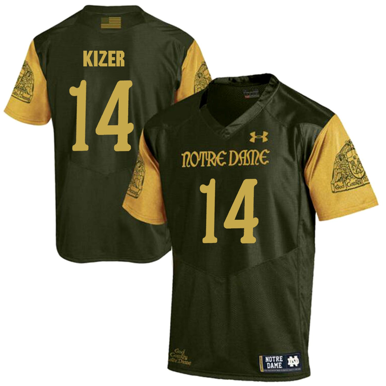Men Norte Dame Fighting Irish #14 Kizer Green Customized NCAA Jerseys->->Custom Jersey